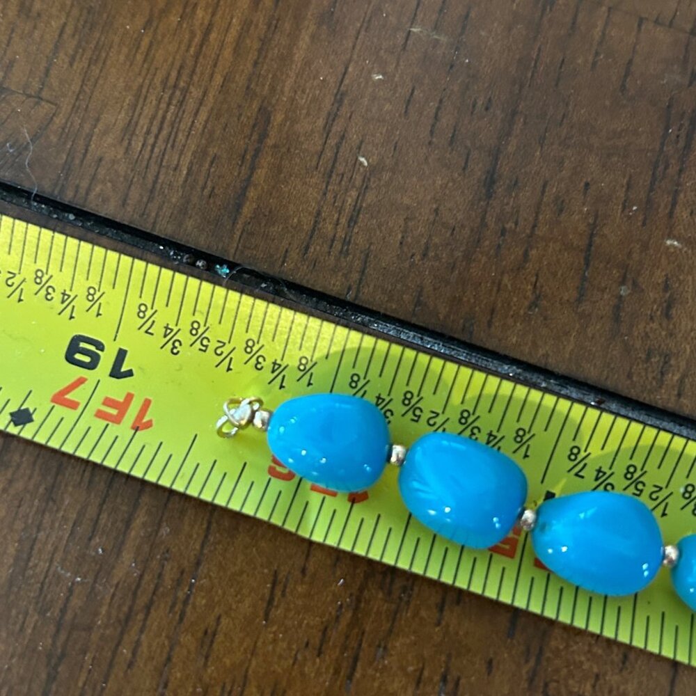 Vintage Turquoise Acrylic Set 2 Necklaces Bangle Bracelet Chunky Bead Statement - Picture 11 of 13